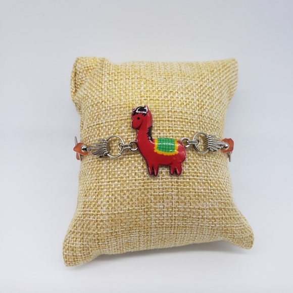278- Llama Bracelet With Chips Stones Handmade NWT - Picture 2 of 5
